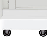 43"W Kitchen Pantry with Pull Out Shelves and Glass Doors, White