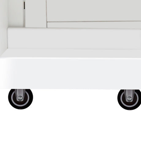 43"W Kitchen Pantry with Pull Out Shelves and Glass Doors, White