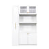 71" Tall Kitchen Pantry Cabinet with Pull Out Shelves and Glass Doors | Multifunctional