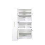 71" Tall Kitchen Pantry Cabinet with Pull Out Shelves and Glass Doors | Multifunctional