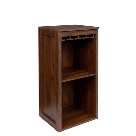 Modular Bar Cabinet in Walnut w/ Shelves & Glasses Holder - Joysource