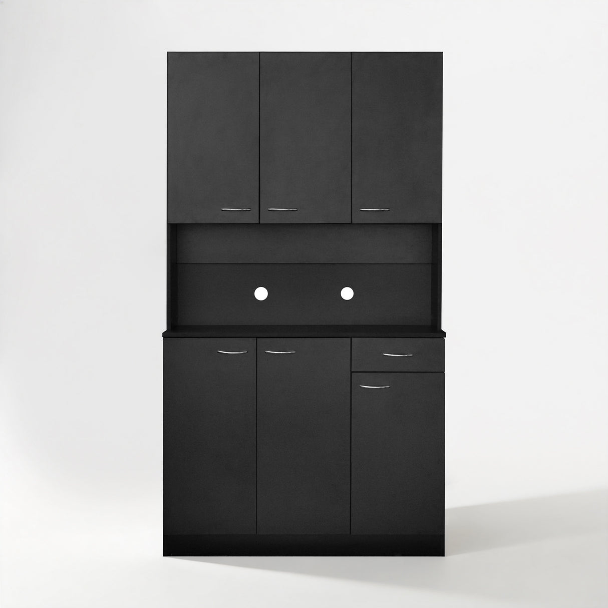 71" Tall Kitchen Pantry Cabinet with Hutch, Microwave Shelf & Storage Drawer