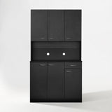 71" Tall Kitchen Pantry Cabinet with Hutch, Microwave Shelf & Storage Drawer