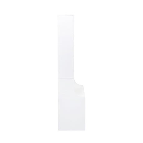 5-Tier Slim Bookshelf with 2 Drawers for Bedroom or Home Office | White Night Stand