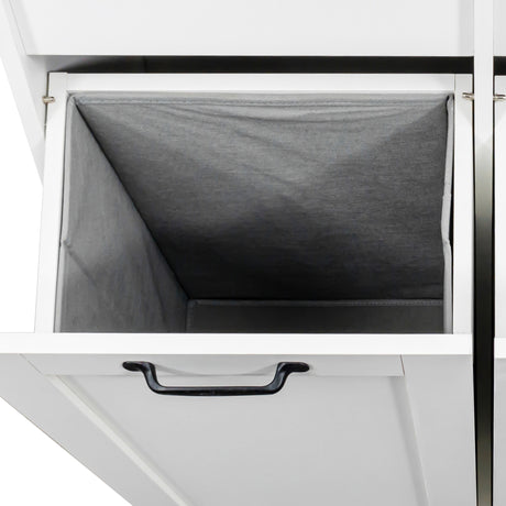 63" Laundry Storage Cabinet with Tilt-Out Hampers & Adjustable Shelves