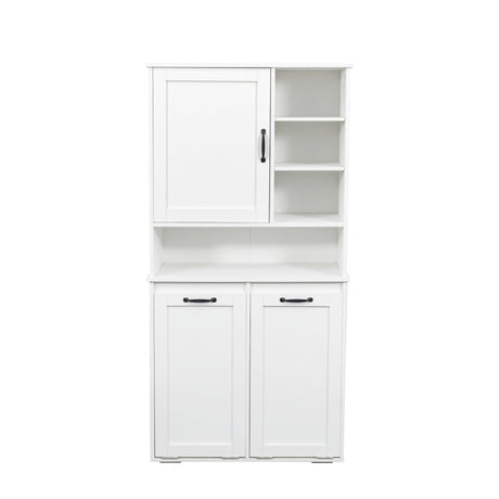 63" Laundry Storage Cabinet with Tilt-Out Hampers & Adjustable Shelves