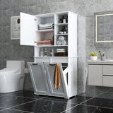 63" Laundry Storage Cabinet with Tilt-Out Hampers & Adjustable Shelves