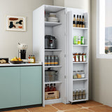 22" Deep Narrow Pantry Cabinet with Door Shelves & Interior Storage