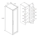 22" Deep Narrow Pantry Cabinet with Door Shelves & Interior Storage