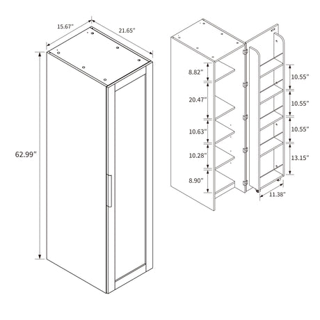 22" Deep Narrow Pantry Cabinet with Door Shelves & Interior Storage
