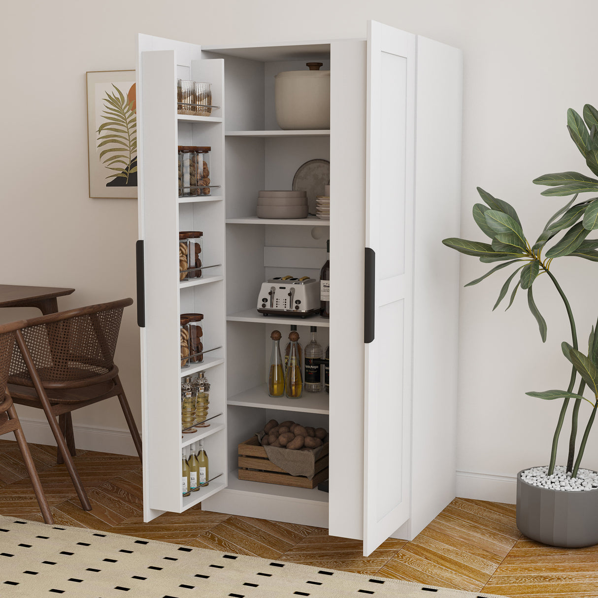 63" Tall Kitchen Pantry Cabinet w/ Doors & Shelves | Joysource
