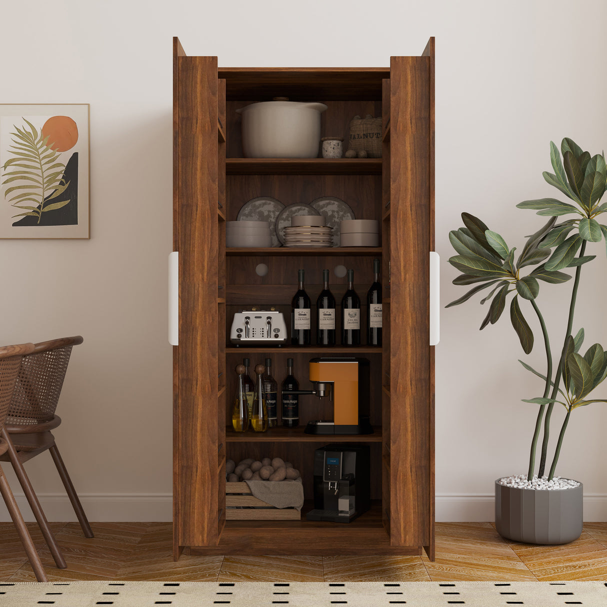 63" Tall Kitchen Pantry Cabinet w/ Doors & Shelves | Joysource