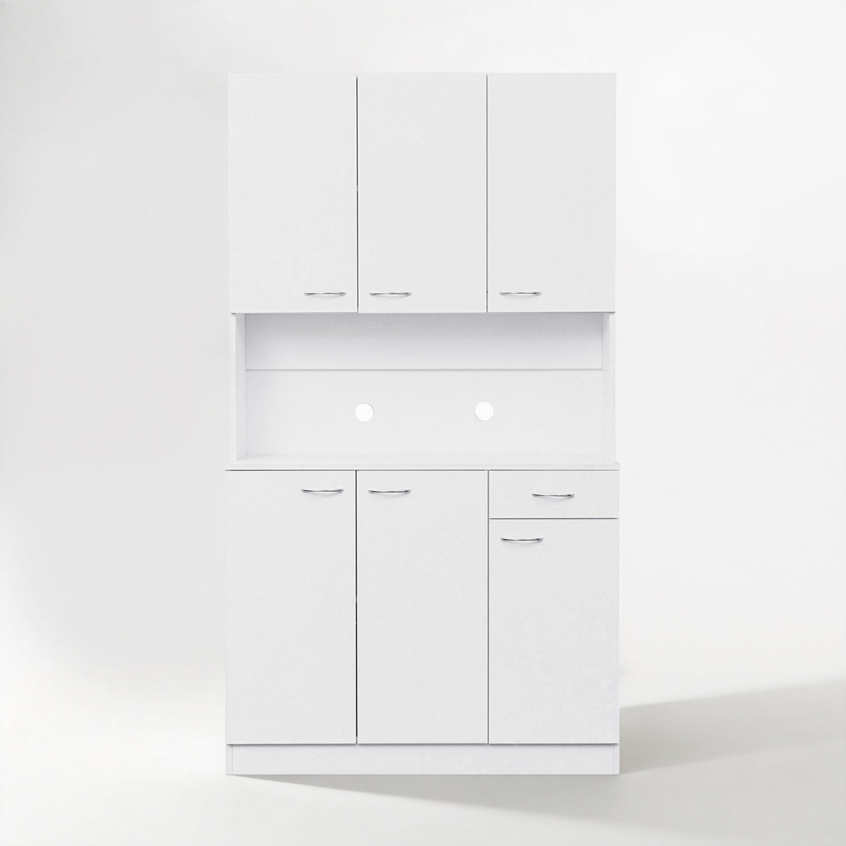 71" Tall Kitchen Pantry Cabinet with Hutch, Microwave Shelf & Storage Drawer