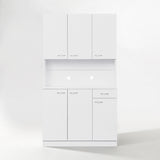 71" Tall Kitchen Pantry Cabinet with Hutch, Microwave Shelf & Storage Drawer