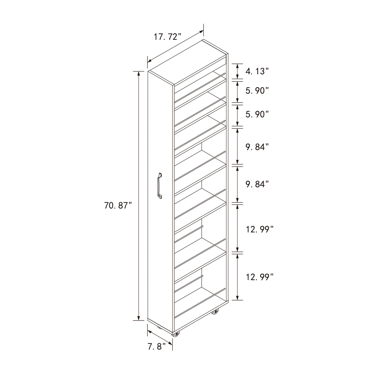 7-Tier Slim Pull-Out Storage Cabinet on Wheels for Kitchen & Laundry Room