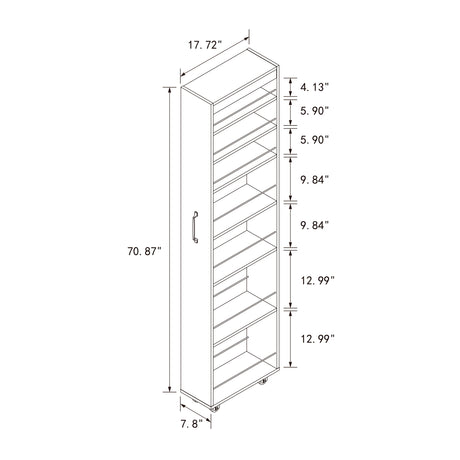 7-Tier Slim Pull-Out Storage Cabinet on Wheels for Kitchen & Laundry Room