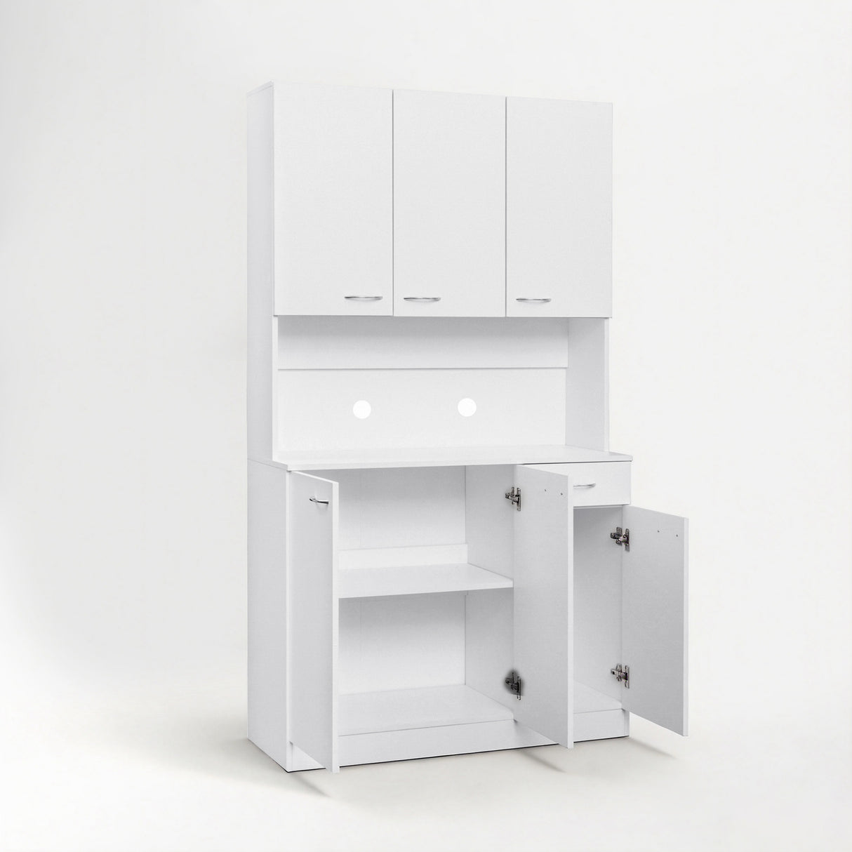 71" Tall Kitchen Pantry Cabinet with Hutch, Microwave Shelf & Storage Drawer