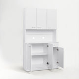 71" Tall Kitchen Pantry Cabinet with Hutch, Microwave Shelf & Storage Drawer