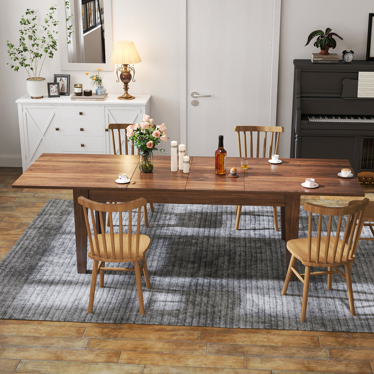 71"-106" Rectangular Extendable Dining Table for 4 - 12 People