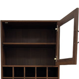 71" Farmhouse Kitchen Pantry Cabinet with Glass Door & Wine Storage