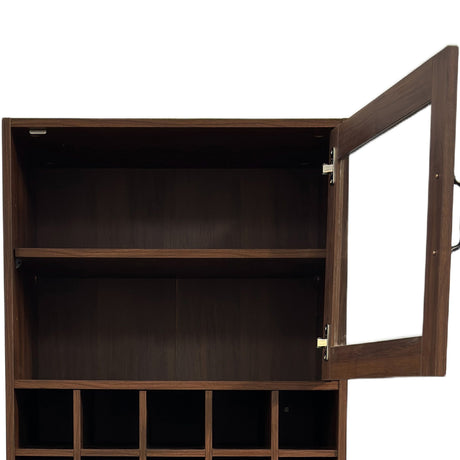 71" Farmhouse Kitchen Pantry Cabinet with Glass Door & Wine Storage