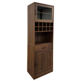 71" Farmhouse Kitchen Pantry Cabinet with Glass Door & Wine Storage
