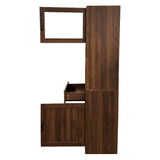 71" Farmhouse Kitchen Pantry Cabinet with Glass Door & Wine Storage