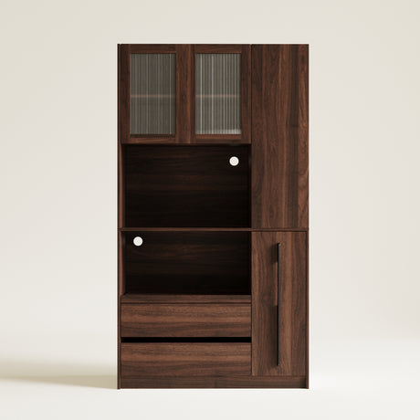 71" Kitchen Pantry Cabinet w/ Pull-out Shelf, 2 Drawers & Versatile Storage