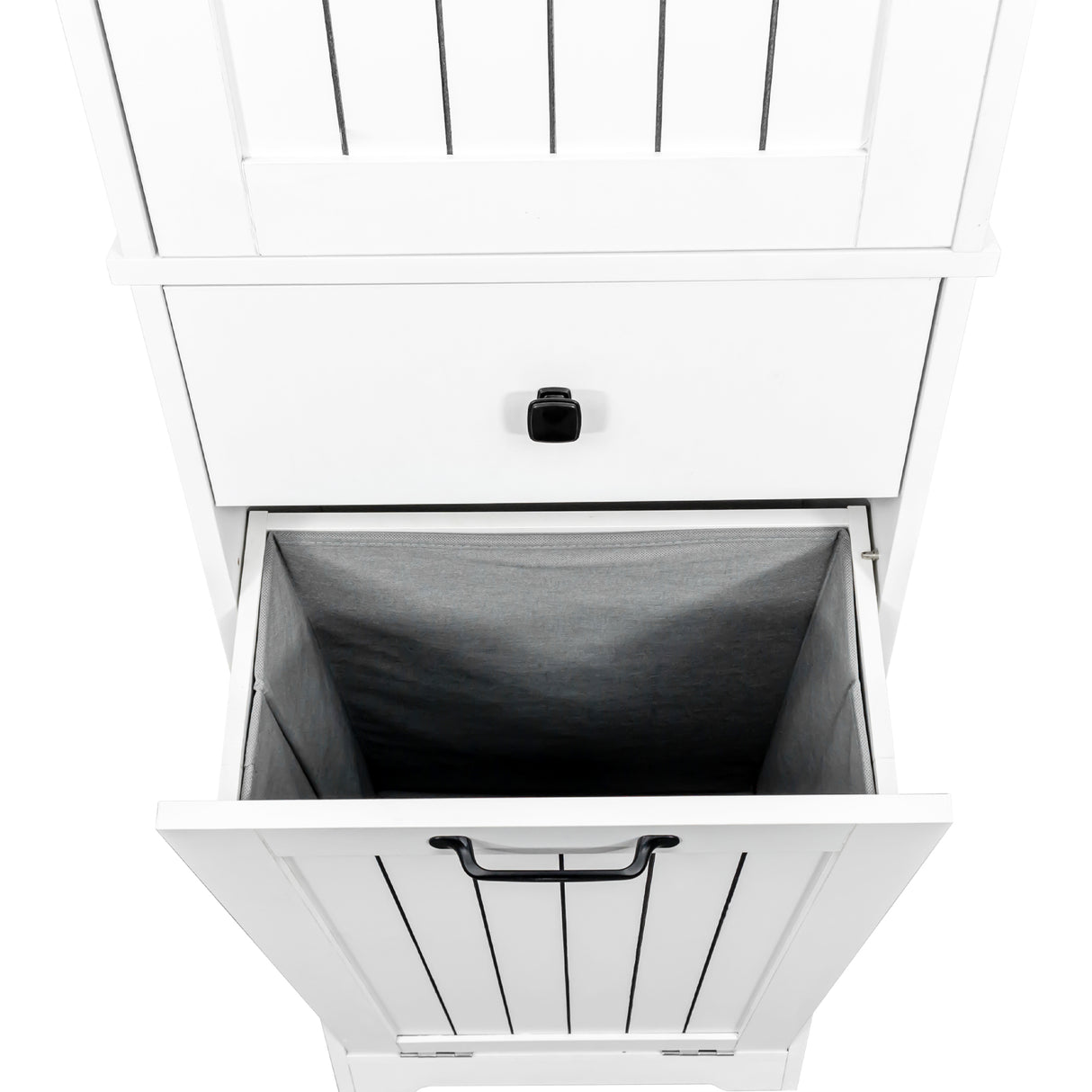 71" Laundry Cabinet with Tilt-Out Hamper, Adjustable Shelves & Drawer, White