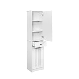 71" Laundry Cabinet with Tilt-Out Hamper, Adjustable Shelves & Drawer, White