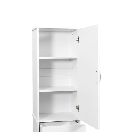 71" Laundry Cabinet with Tilt-Out Hamper, Adjustable Shelves & Drawer, White