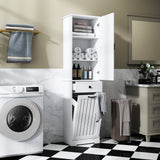 71" Laundry Cabinet with Tilt-Out Hamper, Adjustable Shelves & Drawer, White