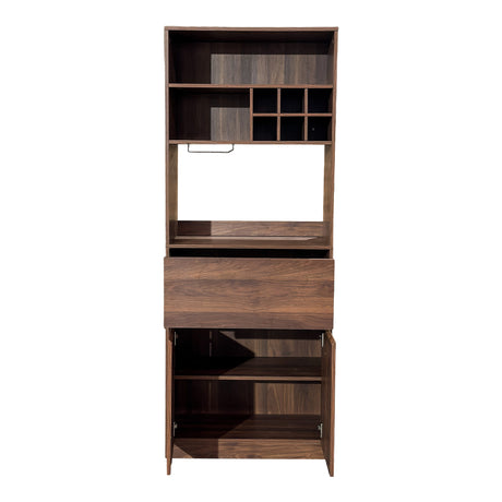 71" Multi-Functional Storage Cabinet with Drawer, Wine Rack & Glass Holder