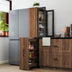 71" Multifunctional Storage Cabinet w/ 2 Glass Doors & Pull-Out Shelves