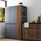71" Multifunctional Storage Cabinet w/ 2 Glass Doors & Pull-Out Shelves