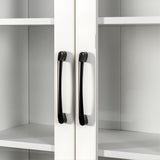 71" Multifunctional Storage Cabinet w/ 2 Glass Doors & Pull-Out Shelves