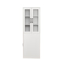 71" Multifunctional Storage Cabinet w/ 2 Glass Doors & Pull-Out Shelves