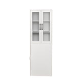 71" Multifunctional Storage Cabinet w/ 2 Glass Doors & Pull-Out Shelves