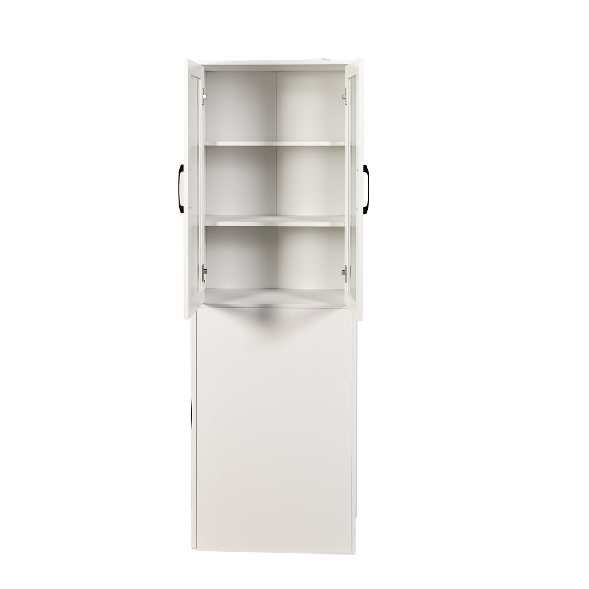 71" Multifunctional Storage Cabinet w/ 2 Glass Doors & Pull-Out Shelves