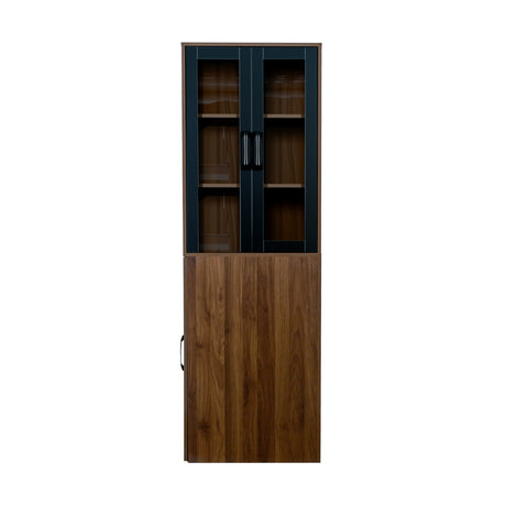 71" Multifunctional Storage Cabinet w/ 2 Glass Doors & Pull-Out Shelves