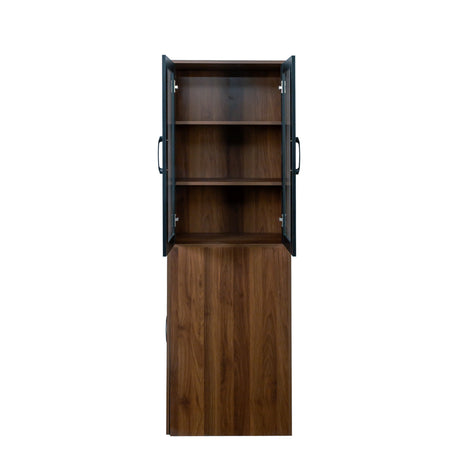 71" Multifunctional Storage Cabinet w/ 2 Glass Doors & Pull-Out Shelves