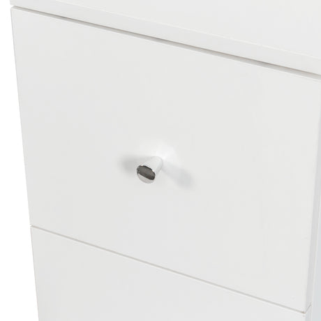 71" Narrow Display Storage Cabinet w/ 4-Tier Shelf and 3 Side Drawers