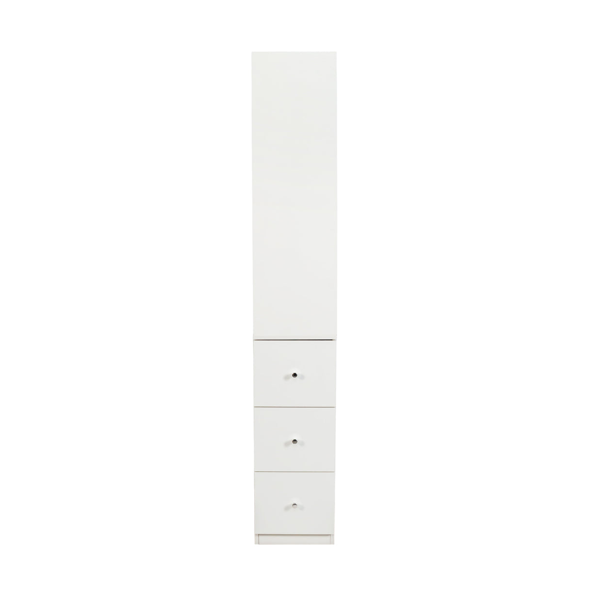 71" Narrow Display Storage Cabinet w/ 4-Tier Shelf and 3 Side Drawers