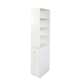 71" Narrow Display Storage Cabinet w/ 4-Tier Shelf and 3 Side Drawers
