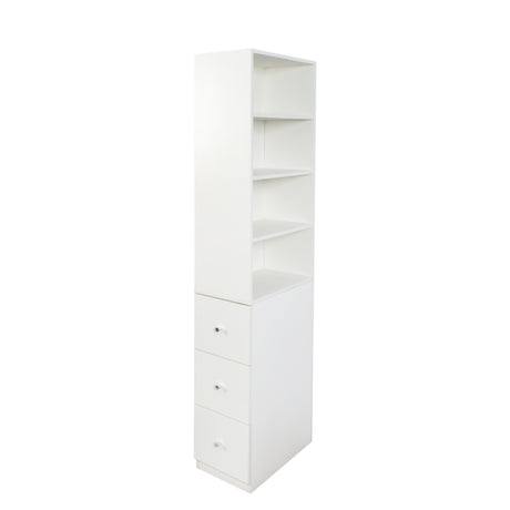 71" Narrow Display Storage Cabinet w/ 4-Tier Shelf and 3 Side Drawers