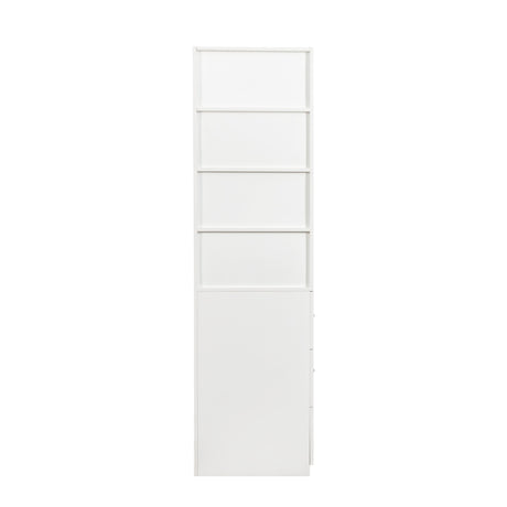 71" Narrow Display Storage Cabinet w/ 4-Tier Shelf and 3 Side Drawers