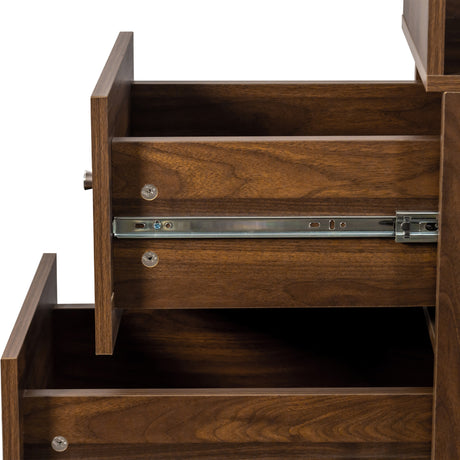 71" Narrow Display Storage Cabinet w/ 4-Tier Shelf and 3 Side Drawers