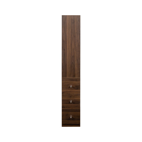 71" Narrow Display Storage Cabinet w/ 4-Tier Shelf and 3 Side Drawers