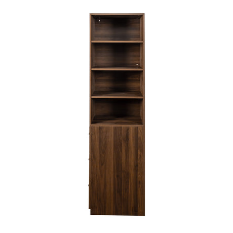 71" Narrow Display Storage Cabinet w/ 4-Tier Shelf and 3 Side Drawers