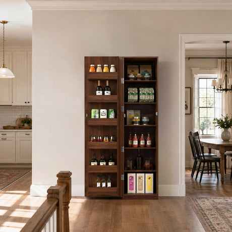 71" Narrow Kitchen Pantry Cabinet w/ Doors & Adjustable Shelves | Multipurpose
